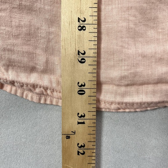 Sigrid Olsen Linen Top Women Large Peach Tunic Pockets Roll Tab Sleeve - Picture 12 of 12